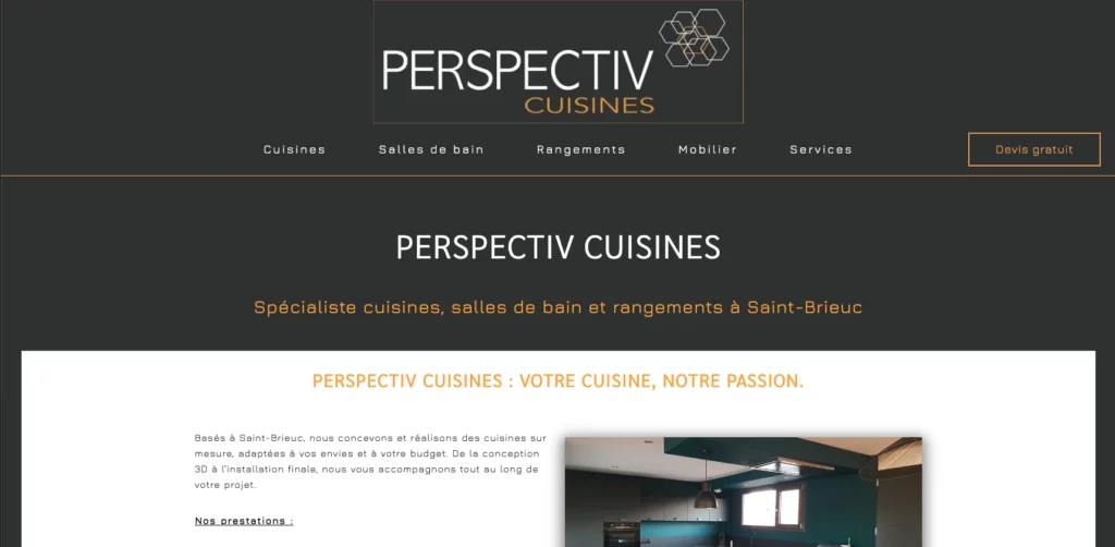 Capture d'écran du site client Pelik356 : Perspectiv Cuisines