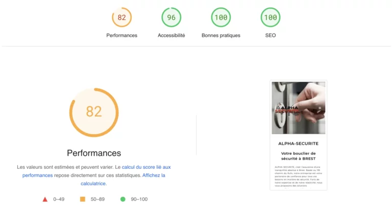 Rapport LightHouse du site Alpha Sécurité