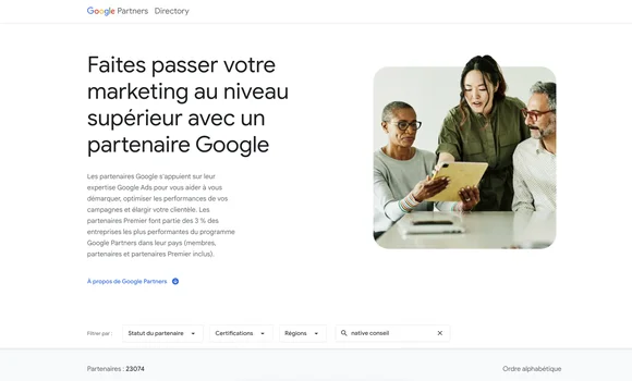 page d'accueil de google directory